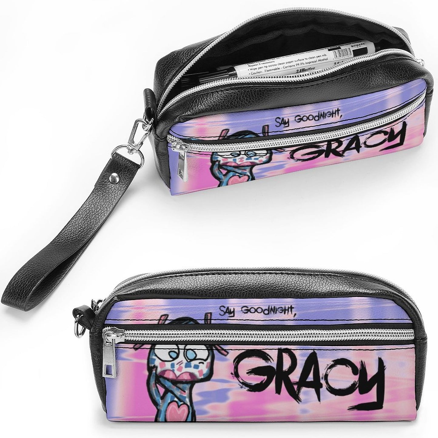 Valentine's Monsters: Say Goodnight Gracy Versatile Cosmetic Bag & Pencil Case Pouch in Purple Haze