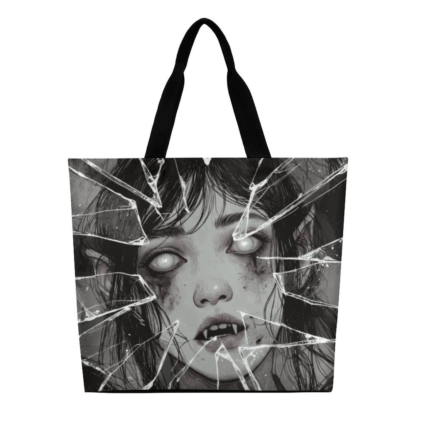 The Goblin Grins Collection: Shattered Glass Large One Shoulder Shopping Bag