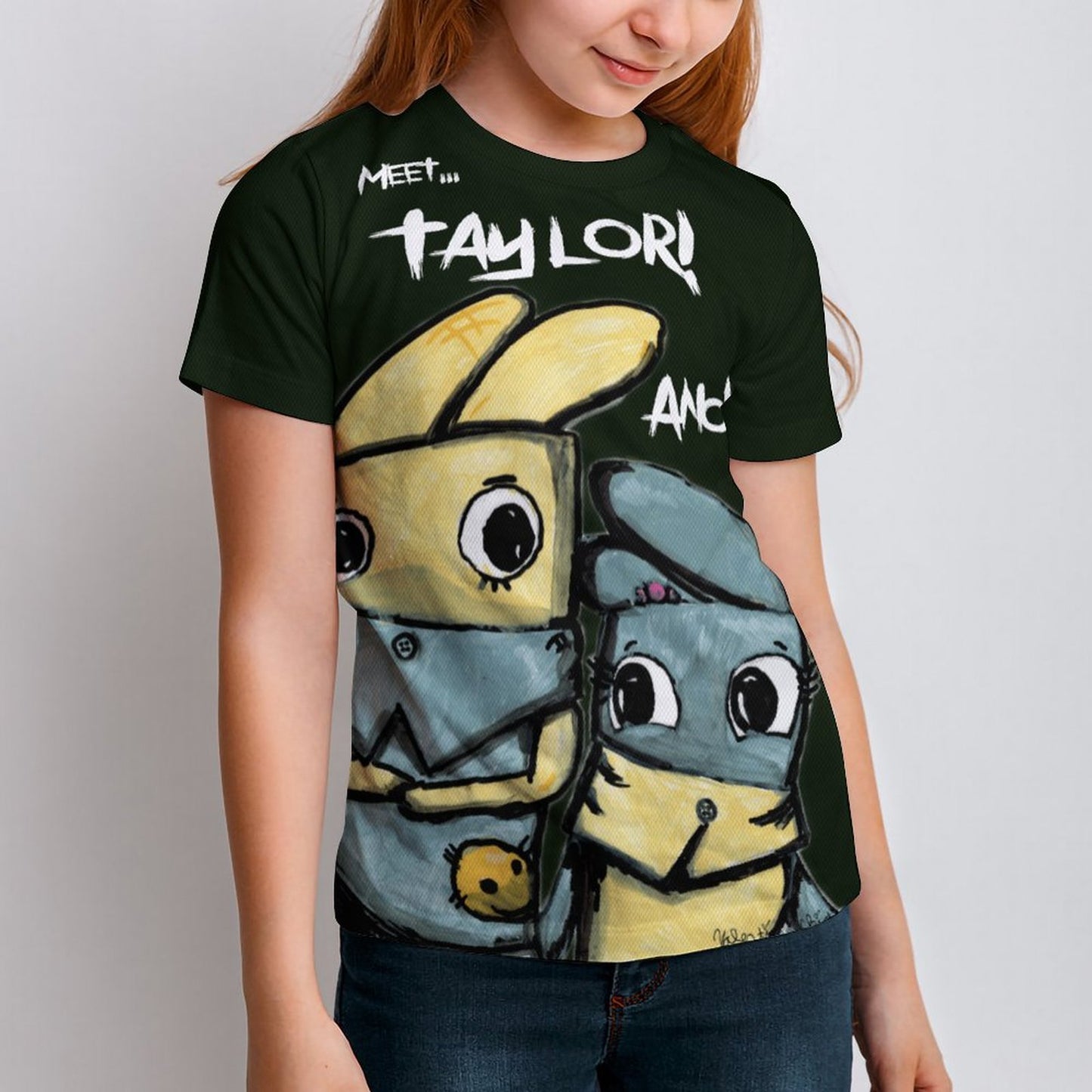 Valentine's Monsters Taylor and Lily Children's T-Shirt - Black