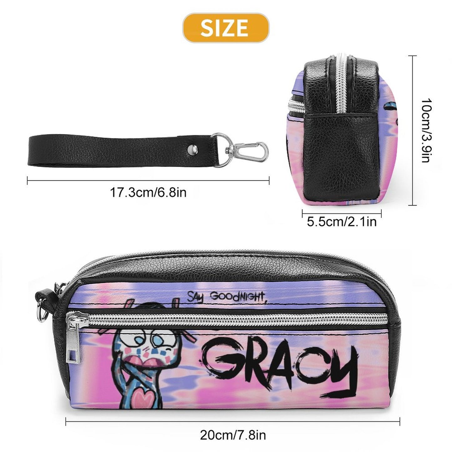 Valentine's Monsters: Say Goodnight Gracy Versatile Cosmetic Bag & Pencil Case Pouch in Purple Haze