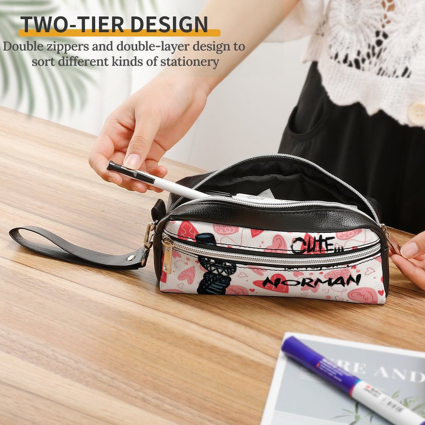 Valentine's Monsters: Cute... but psycho, Norman Versatile Cosmetic Bag & Pencil Case Pouch in Be My Valentine