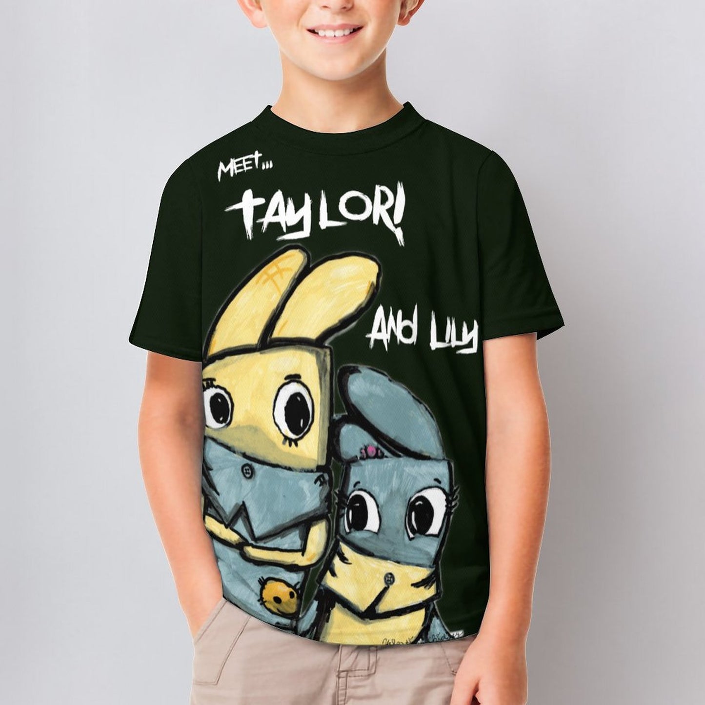 Valentine's Monsters Taylor and Lily Children's T-Shirt - Black