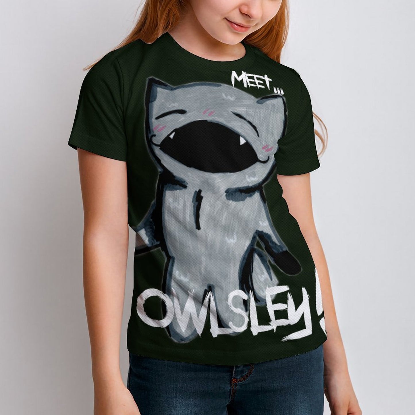 Valentine's Monsters: Meet Owlsley! Children's T-Shirt in Black