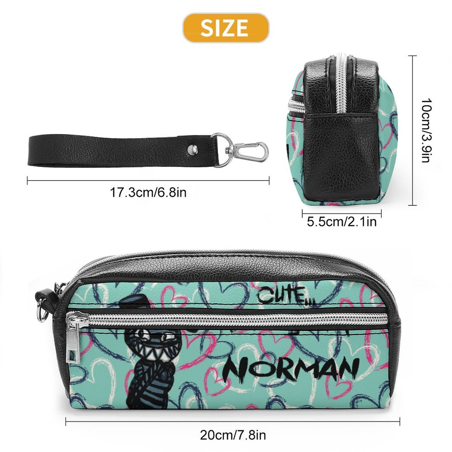 Valentine's Monsters: Cute... but psycho, Norman Versatile Cosmetic Bag & Pencil Case Pouch in Teal Crush