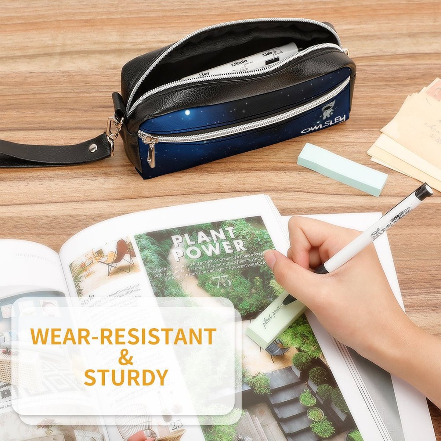 Valentine's Monsters: Owlsley Versatile Cosmetic Bag & Pencil Case Pouch in Star Gazing