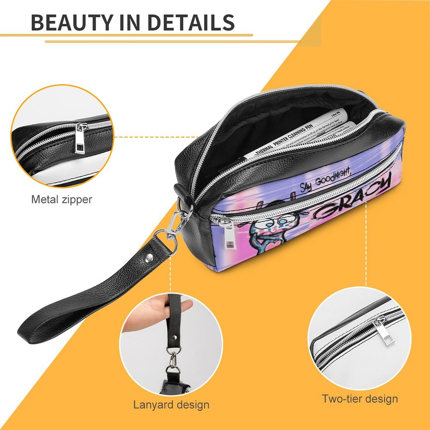 Valentine's Monsters: Say Goodnight Gracy Versatile Cosmetic Bag & Pencil Case Pouch in Purple Haze